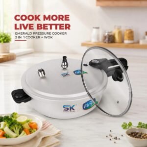 Sk Emerald 2-in-1 Anodized Wok Pressure Cooker & Glass Lid