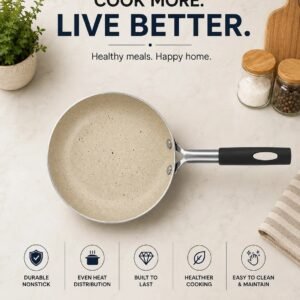14cm Marble Min Super Non Stick Marble Coated Egg Fry Pan – Beige