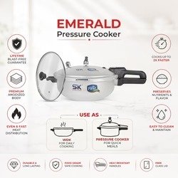 Sk Emerald 2-in-1 Anodized Wok Pressure Cooker & Glass Lid